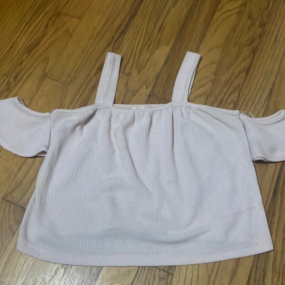 Forever 21 Kids Pink Crop Top with cut-out sleeves